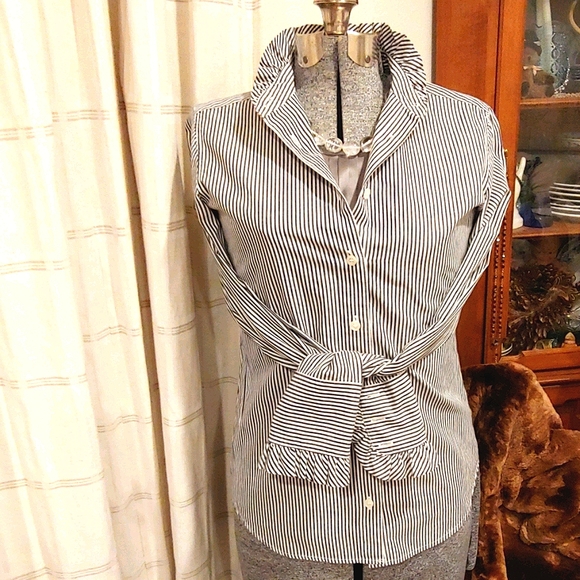 J.Crew 💟H.P.❤High Collar, Small Ruffle, COTTON